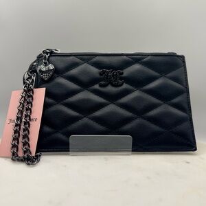 Juicy Couture Black Quilted Wristlet with Heart Charm NWT